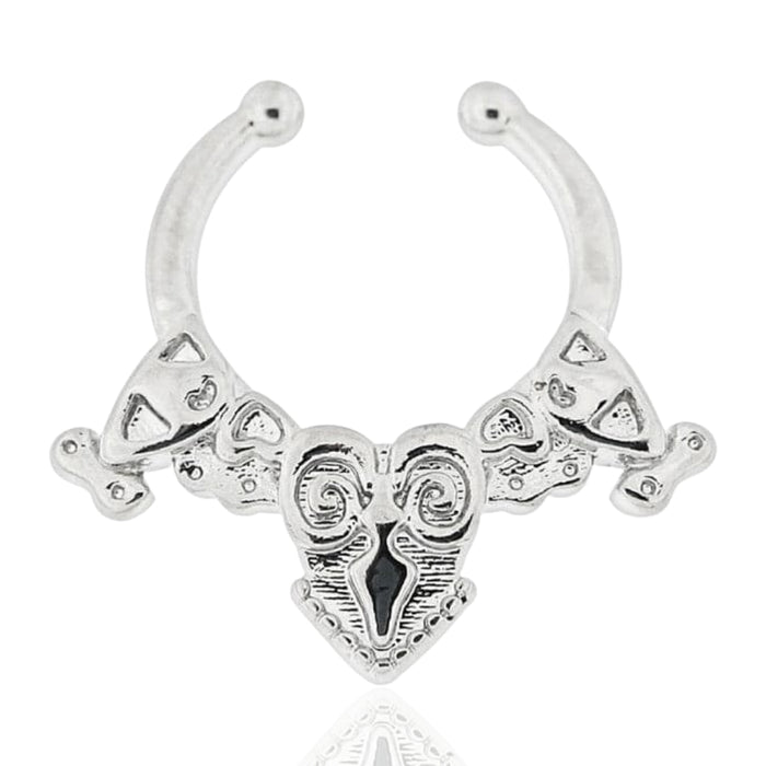 316L Surgical Steel Tribal Style Design Clip-On Septum Ring