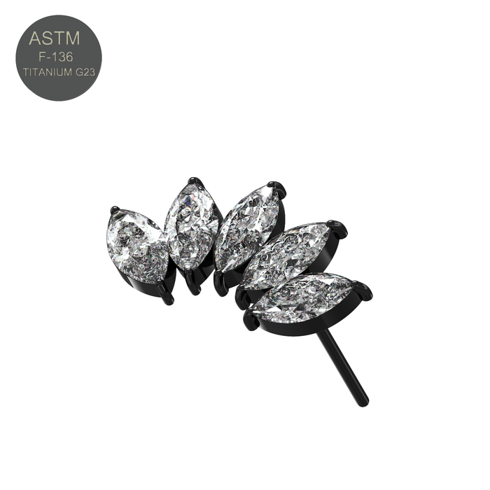 G23 Grade Titanium CZ Jewelled Marquise Tiara Threadless Push-fit Top