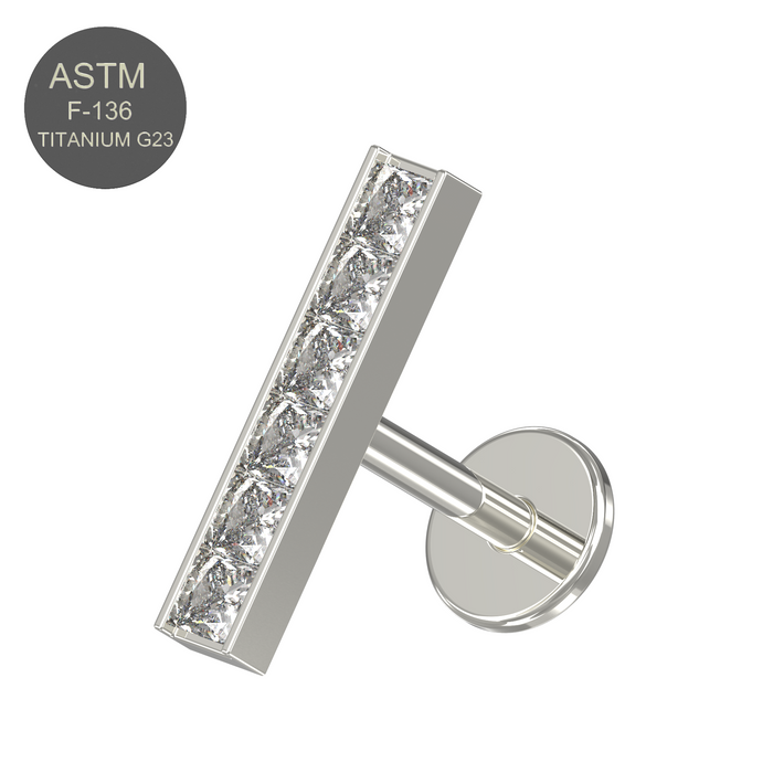 G23 Grade Titanium CZ Jewelled Push-Fit Flat Back