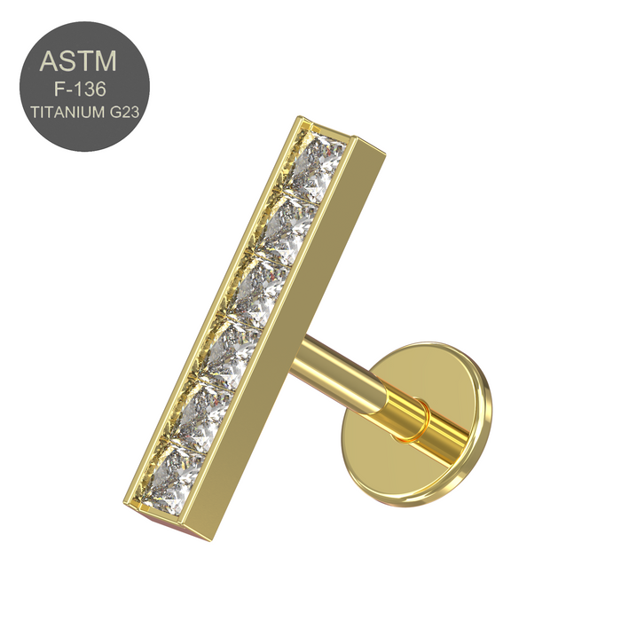 G23 Grade Titanium CZ Jewelled Push-Fit Flat Back