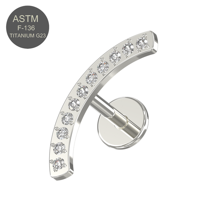 G23 Grade Titanium CZ Jewelled Arch Push-Fit Flat Back