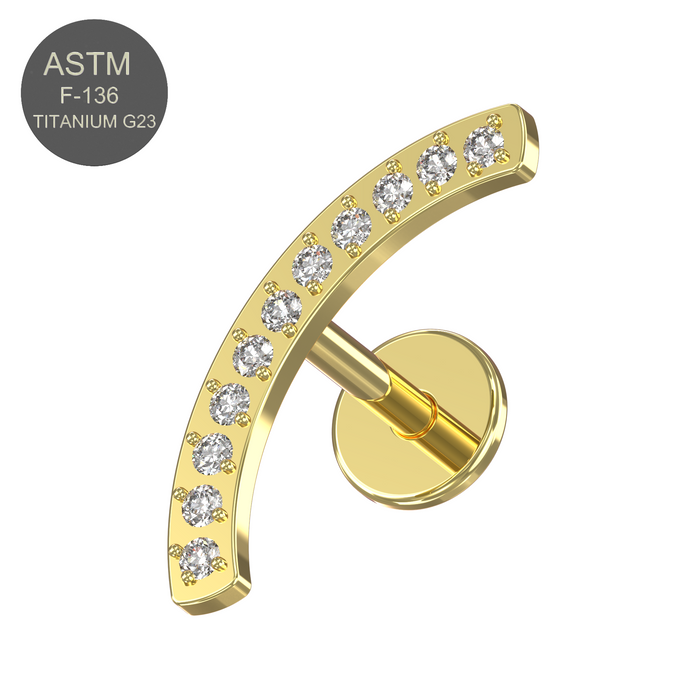 G23 Grade Titanium CZ Jewelled Arch Push-Fit Flat Back