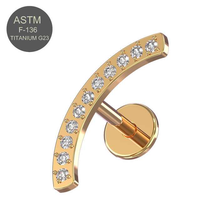 G23 Grade Titanium CZ Jewelled Arch Push-Fit Flat Back