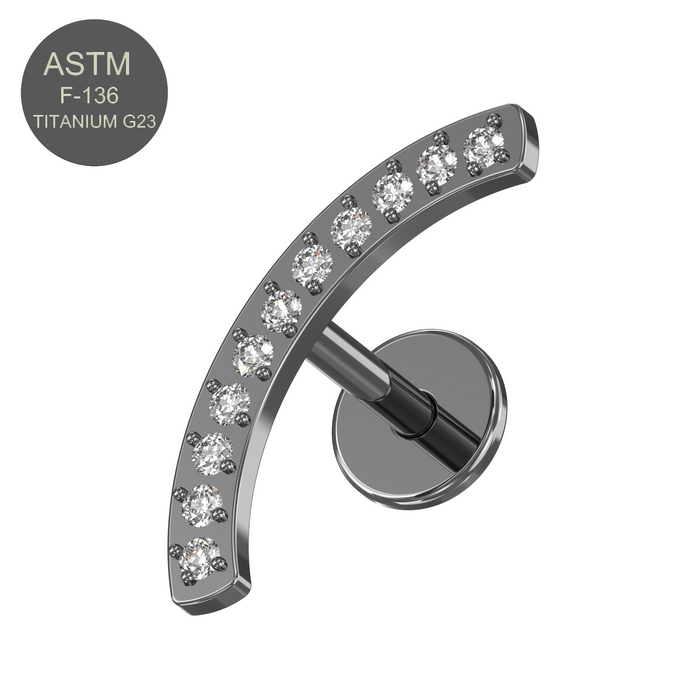 G23 Grade Titanium CZ Jewelled Arch Push-Fit Flat Back