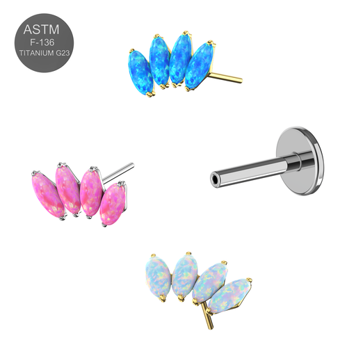 G23 Grade Titanium Opal Marquise Jewelled Push Fit Top - Monster Piercing