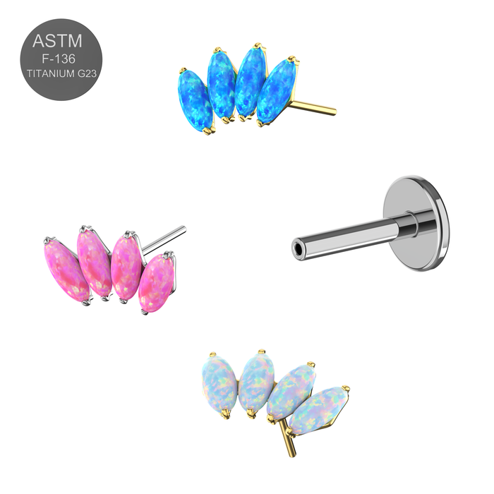 G23 Grade Titanium Opal Marquise Jewelled Push Fit Top - Monster Piercing