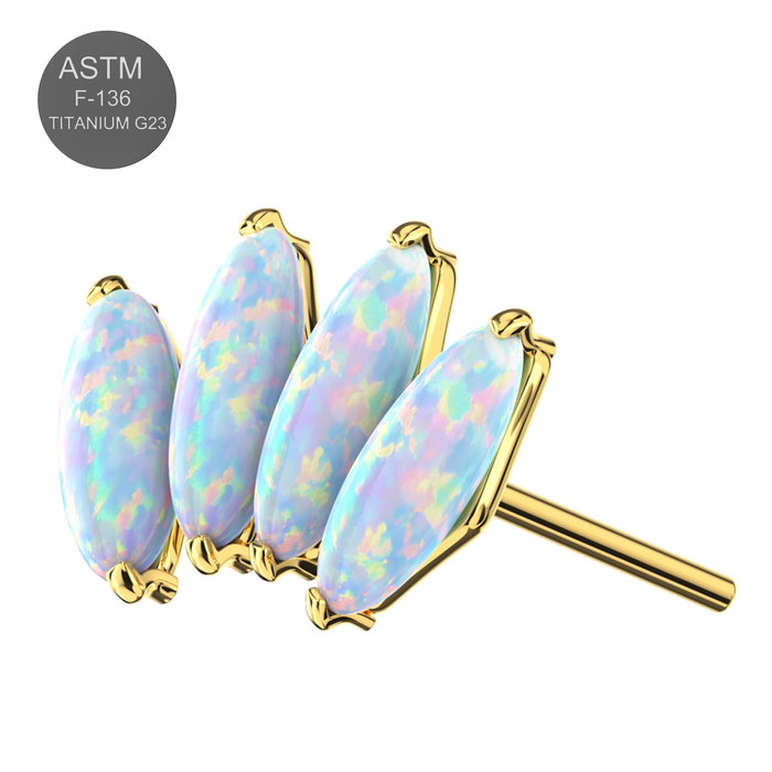 G23 Grade Titanium Opal Marquise Jewelled Push Fit Top - Monster Piercing