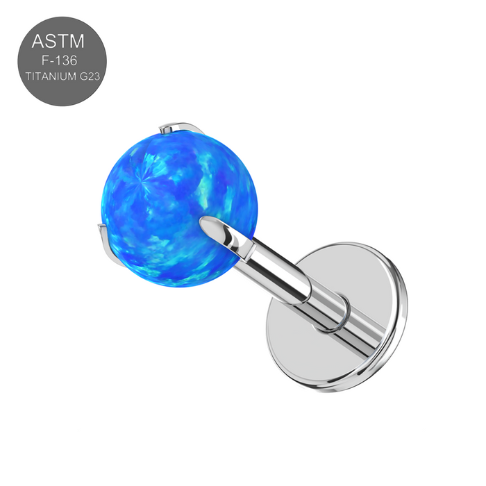 G23 Grade Titanium Opal Ball Thread-less Push-Fit With Flat-Back