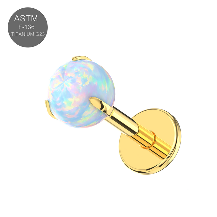 G23 Grade Titanium Opal Ball Thread-less Push-Fit With Flat-Back