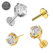 G23 Grade Titanium Round CZ Jewelled Thread-less Push-Fit With Flat-Back - Monster Piercing