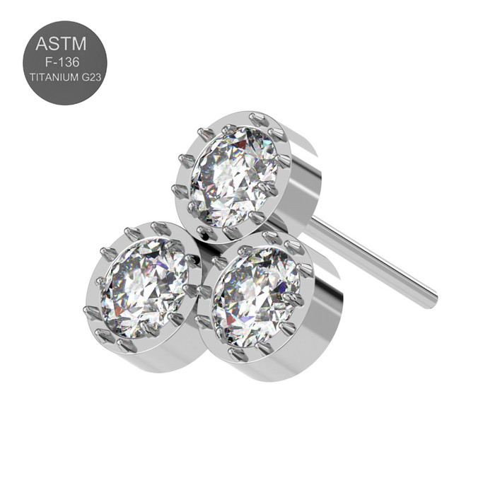 G23 Grade Titanium Jewelled Trio Petal Thread-less Push-Fit Top