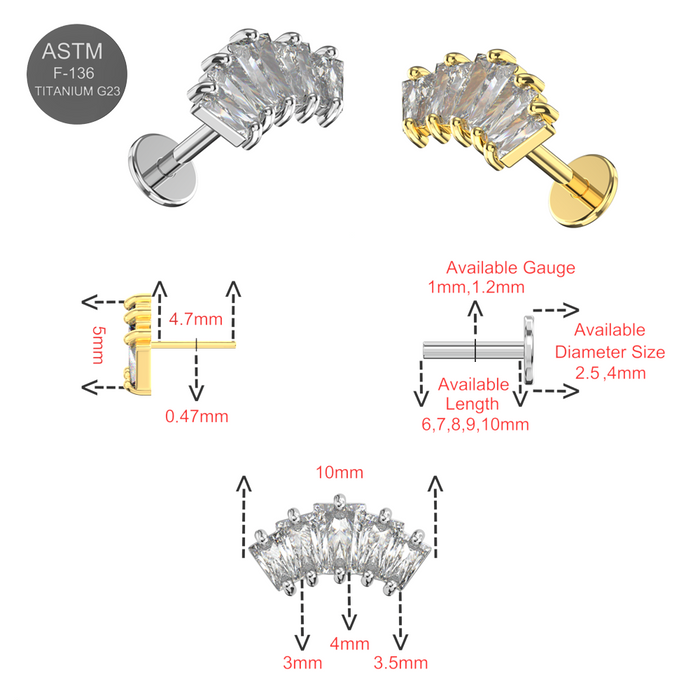 G23 Grade Titanium CZ Jewelled Crown Design Thread-less Push-Fit Top