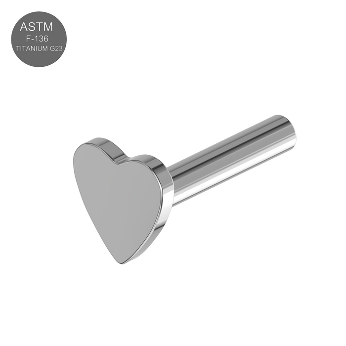 Titanium G23 (Grade 23) Push Fit Heart Labret Bar