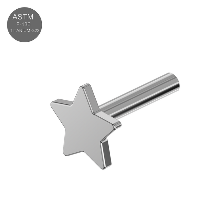 Titanium G23 (Grade 23) Push Fit Star Labret Bar