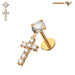 Jewelled Cross Internally Threaded Screw Fit Dangling Stud - Monster Piercing