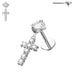 Jewelled Cross Internally Threaded Screw Fit Dangling Stud - Monster Piercing