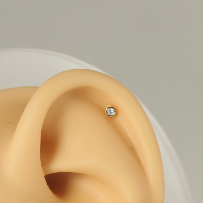 14K Solid Gold & Bioflex Push Fit Stud