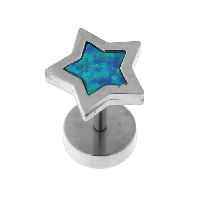 316L Surgical Steel Star Pattern Opal Stone Fake Ear Plug