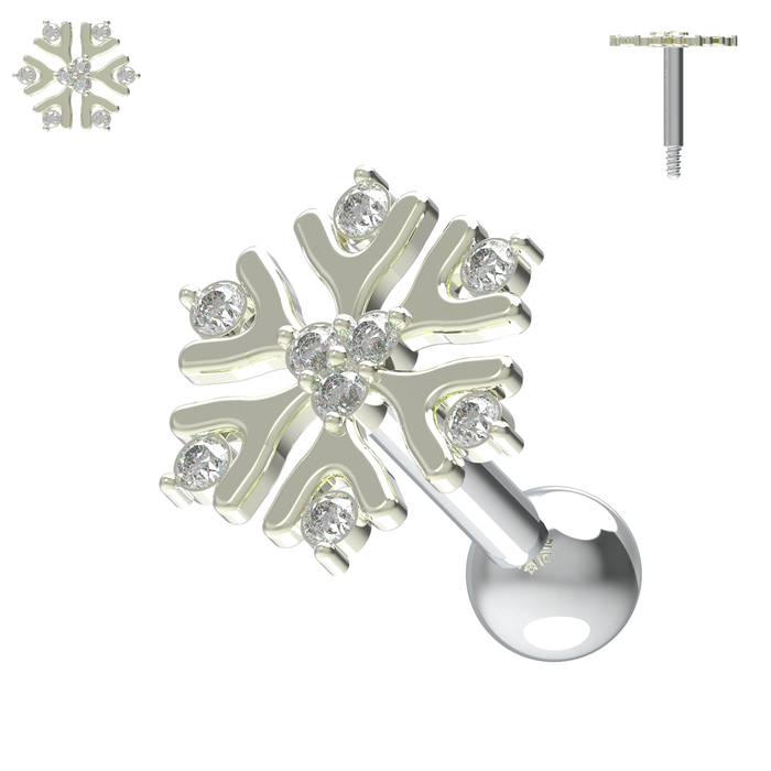 925 Sterling Silver Snowflake Cartilage Ear Stud