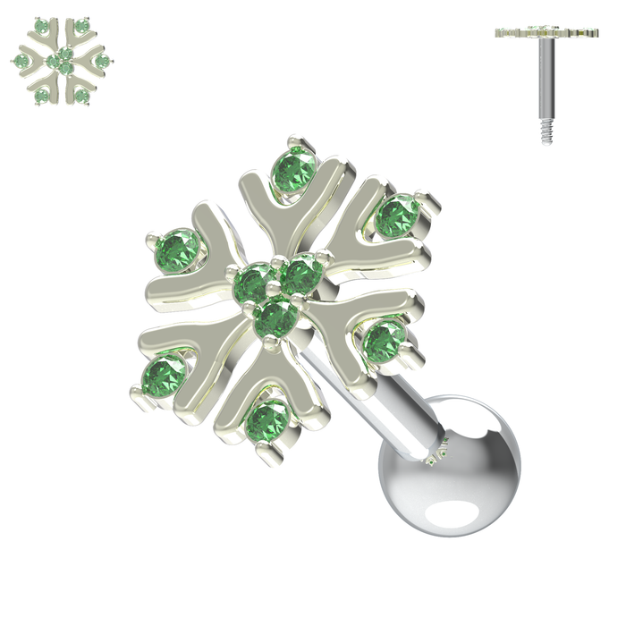 925 Sterling Silver Snowflake Cartilage Ear Stud