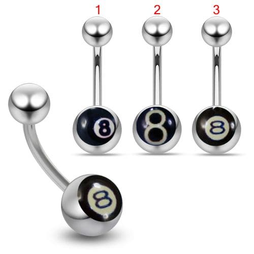 8 Ball 316L Surgical Steel Curved Belly Banana - Monster Piercing