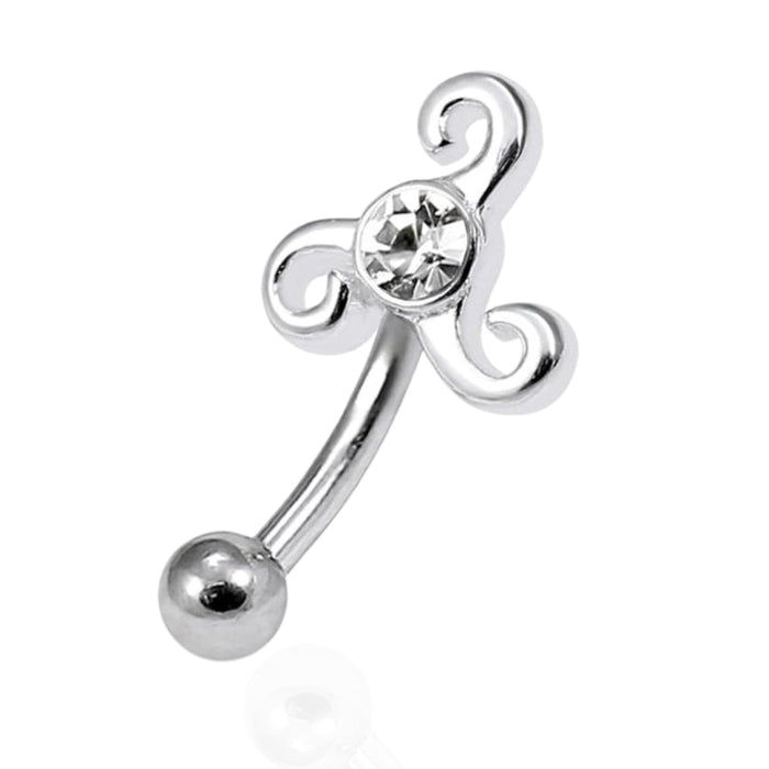 Jewelled Tribal Celtic Curved Barbell Eyebrow | Rook | Bridge Ring