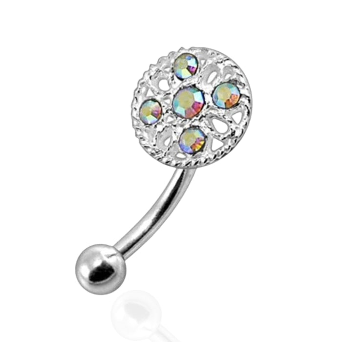 Jewelled Shield Curved Barbell Eyebrow | Rook | Bridge Ring