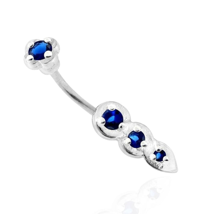 Jewelled Tri Tear Drops Sterling Silver Curved Barbell Eyebrow | Rook | Bridge Bar