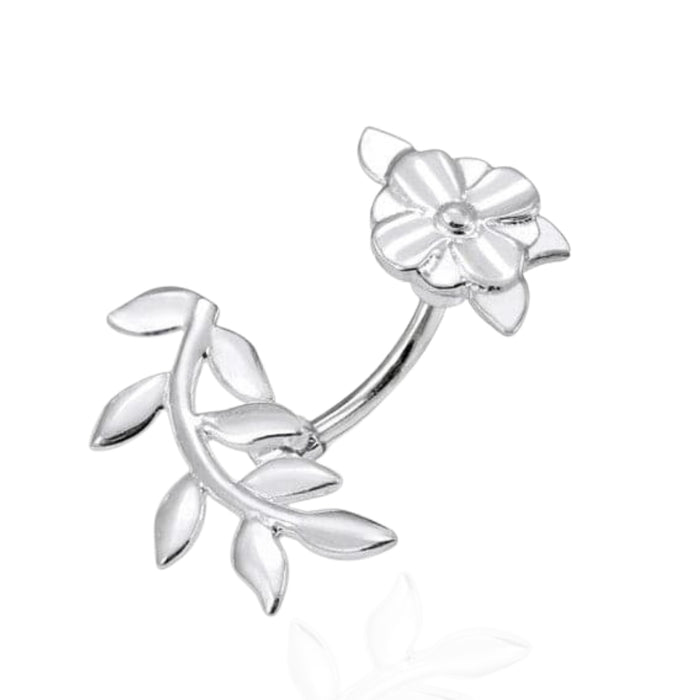 925 Sterling Silver Floral Flower Curved Barbell Eyebrow | Rook | Bridge Bar