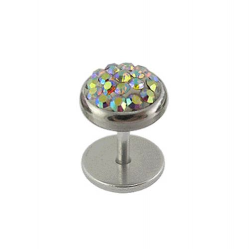 Multi Crystal CZ Jewelled Fake Ear Plug - Monster Piercing