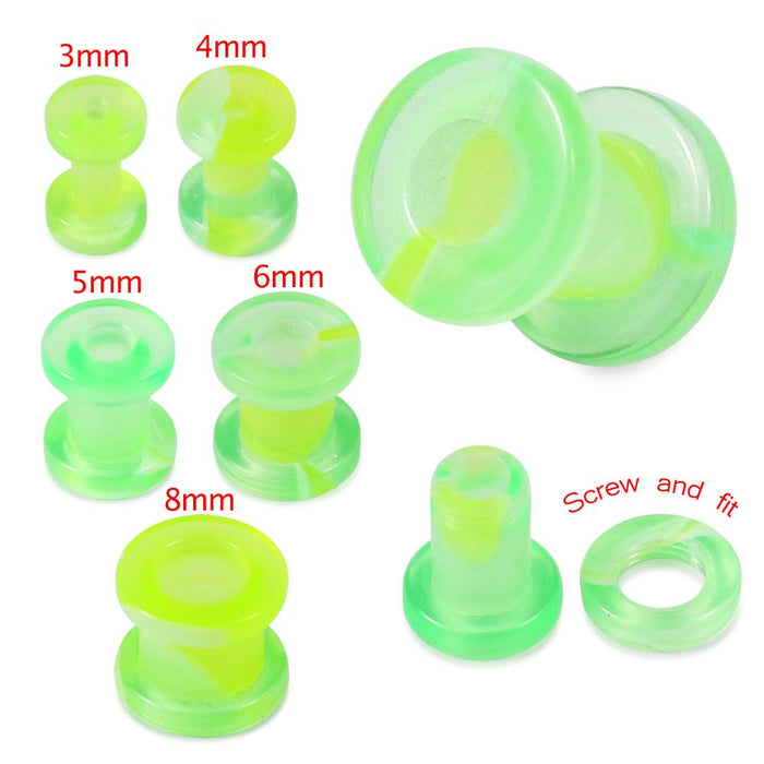 UV Green & Lime External Screw Fit Flesh Tunnel