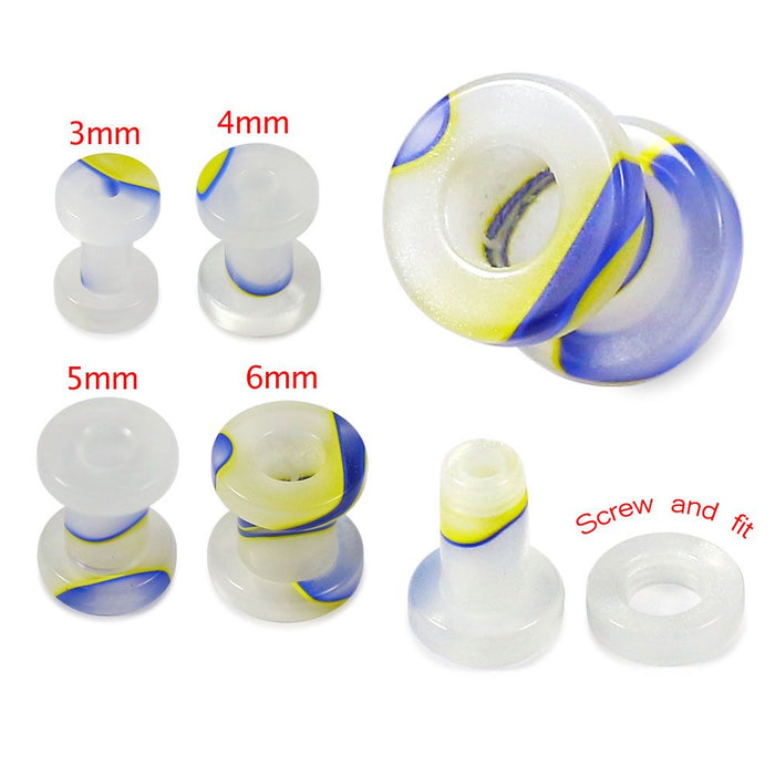 UV Tri-Colour External Screw Fit Flesh Tunnel