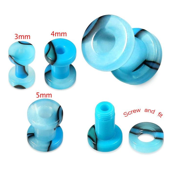 UV Light Blue External Screw Fit Flesh Tunnel