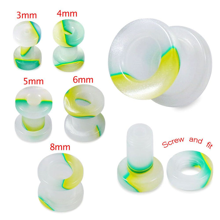 UV Clear Tri-Colour External Screw Fit Flesh Tunnel