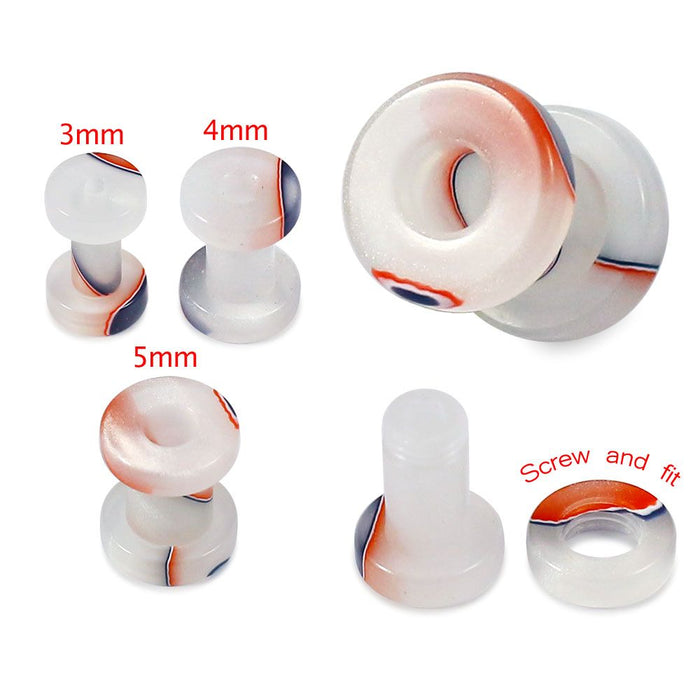 UV Clear & Red External Screw Fit Flesh Tunnel