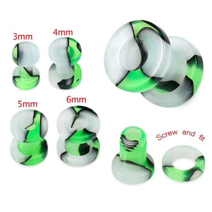 UV Green & Black External Screw Fit Flesh Tunnel