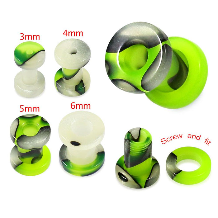 UV Lime & Black External Screw Fit Flesh Tunnel