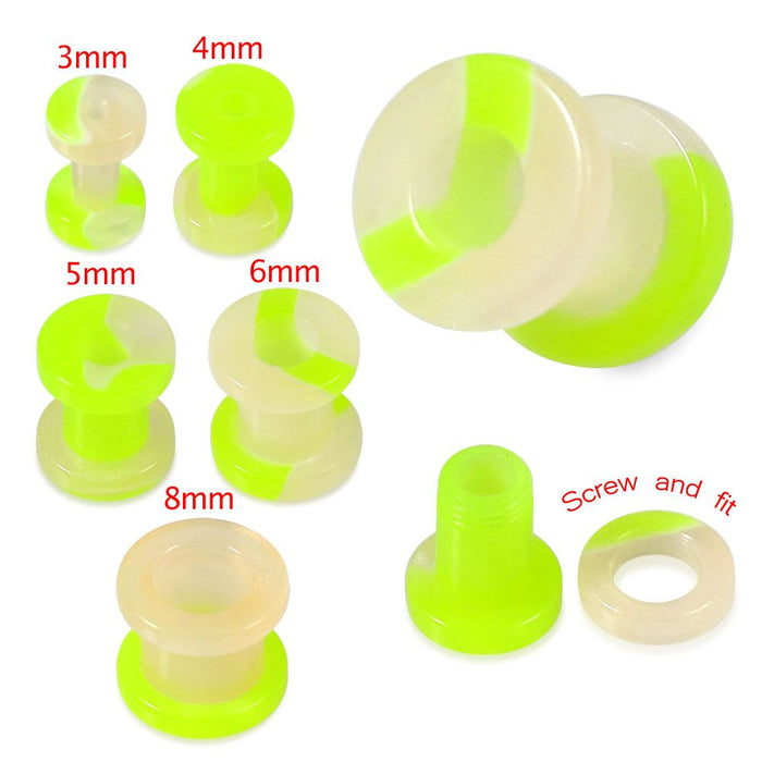 UV Green & Cream External Screw Fit Flesh Tunnel