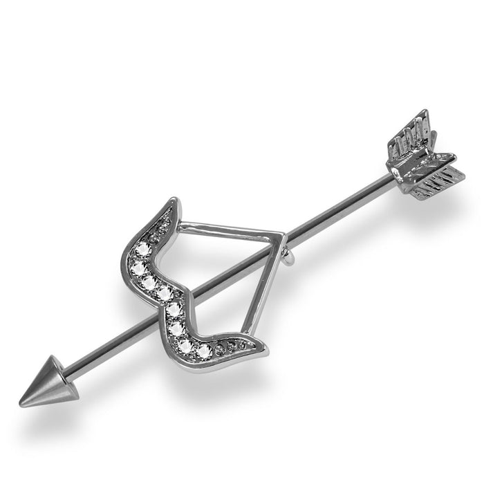 Anodised Arrow CZ Dazzling Bow Industrial Barbell