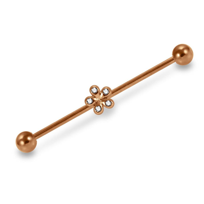 Anodised 316L Surgical Steel CZ Studded Daisy Industrial Barbell - Monster Piercing