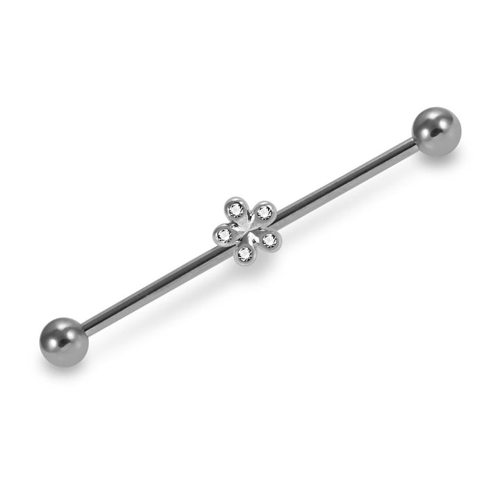 Anodised 316L Surgical Steel CZ Studded Daisy Industrial Barbell - Monster Piercing