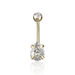 9K Solid Yellow Gold Pear Cut CZ Jewelled Internally Threaded Top Ball With CZ Belly Ring (Copy) - Monster Piercing