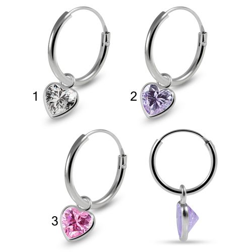 925 Sterling Silver Heart Cut Cubic Zirconia Dangling Fashion Earring