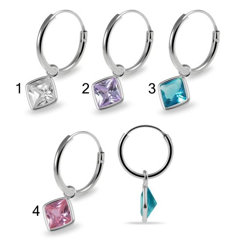 925 Sterling Silver Square Cut Cubic Zirconia Dangling Fashion Earring