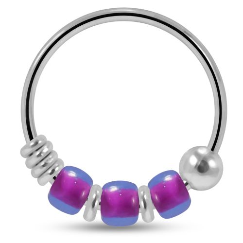 925 Sterling Silver Triple Bead Hoop Ring (Sold as Piece)