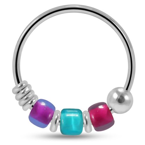 925 Sterling Silver Triple Bead Hoop Ring (Sold as Piece)