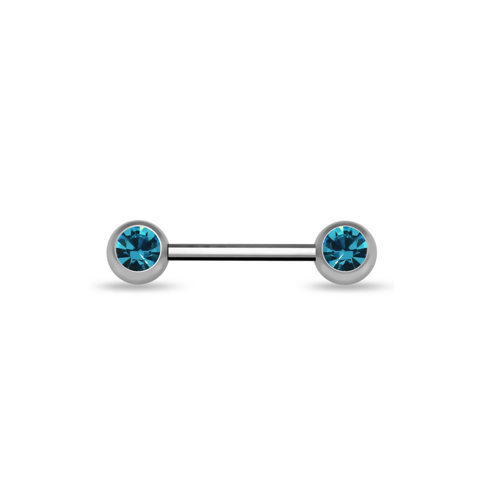 316L Surgical Steel Nipple Bar with Cubic Zirconia Jewelled Ball