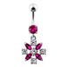 Flower Jeweled Dangling Navel Belly Ring - Monster Piercing