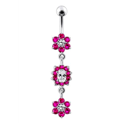 Multi  Jeweled Dangling Body Jewelry Belly Ring - Monster Piercing