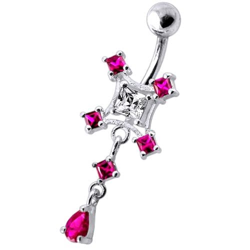 Multi Jeweled With Single Stone Studded Belly Ring - Monster Piercing